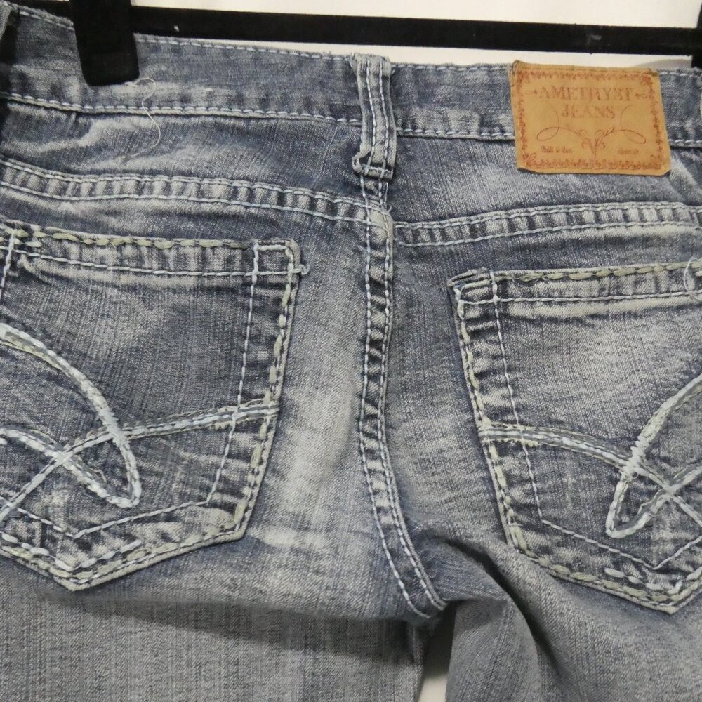 AMETHYST | 14 inch waist measured | Distressed Faded Blue Flare Jeans - Picture 11 of 16